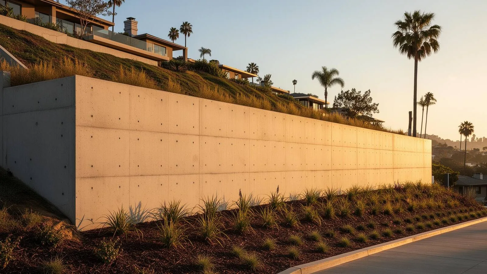 Los Angeles structural concrete contractor on a hillside project