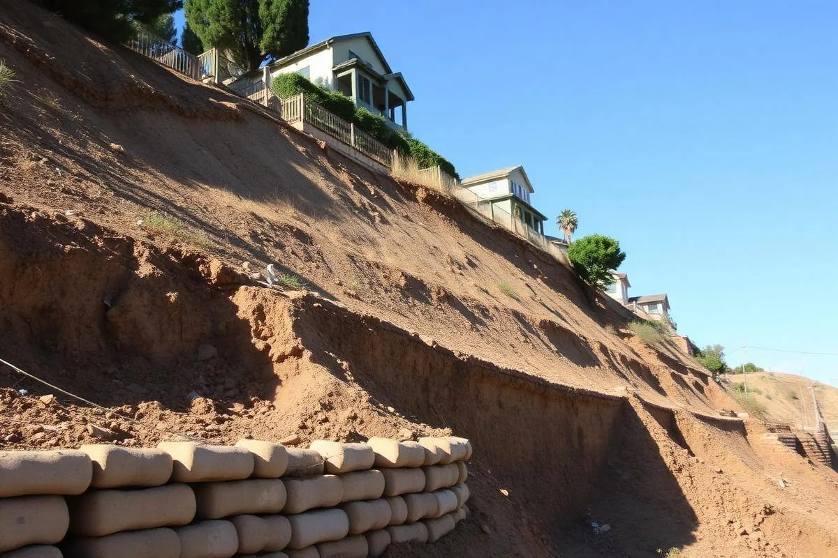Hillside residential lot in Los Angeles where structural concrete work supports an ADU project
